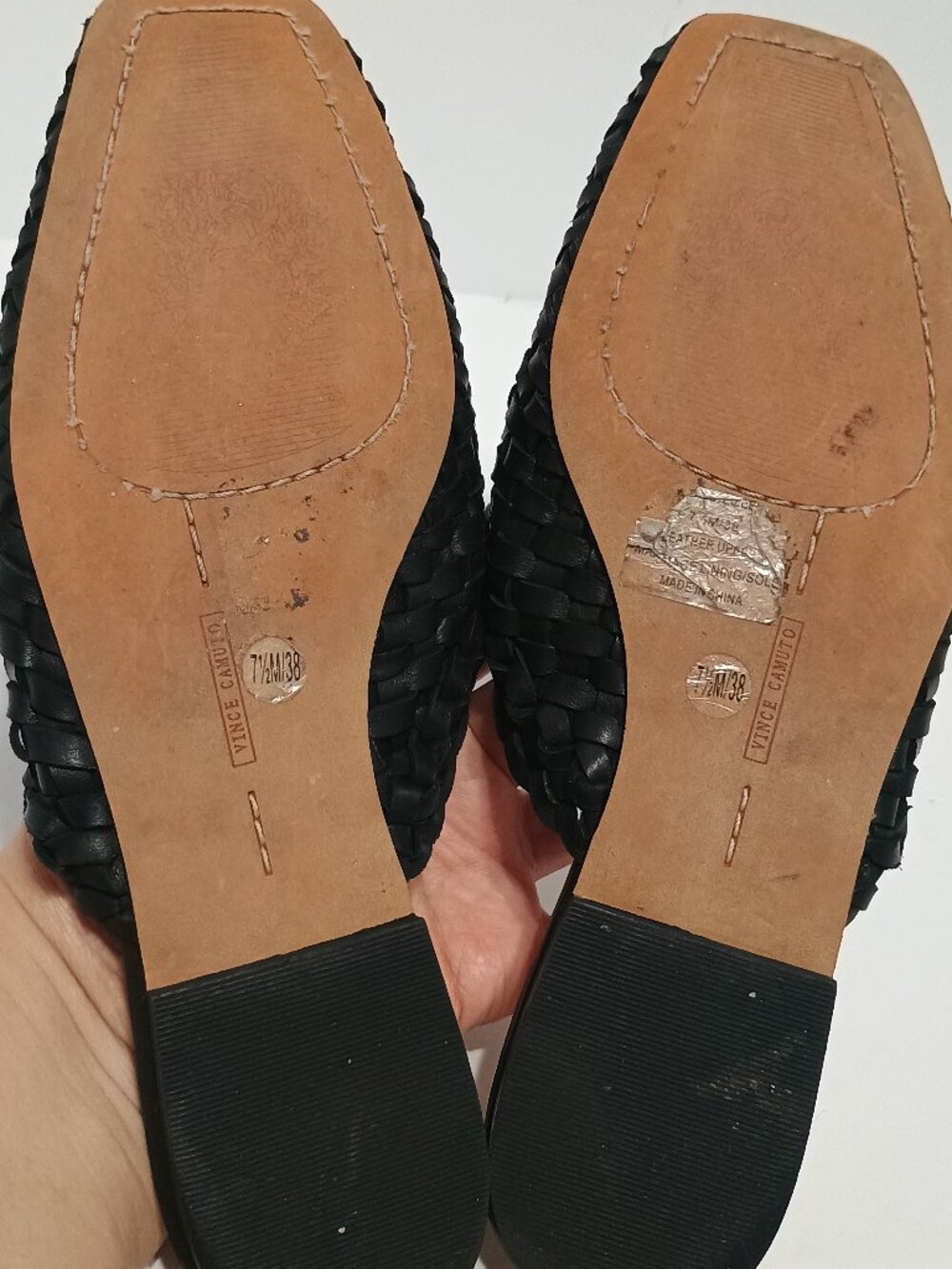 Vince Camuto Loralee Women’s 7.5M Black Woven Leather Square Toe Mule Flats - Picture 6 of 6